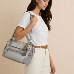 Coach Light Gray Satchel with Charms
